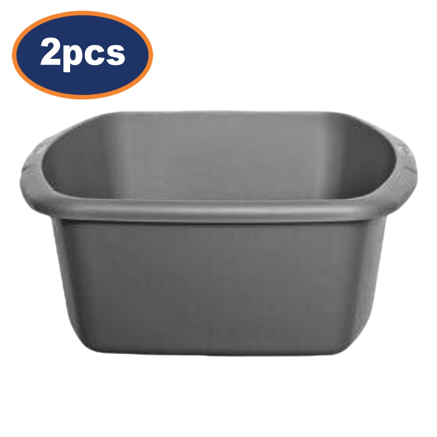 2Pcs 9L Plastic Rectangular Grey Washing Up Bowl