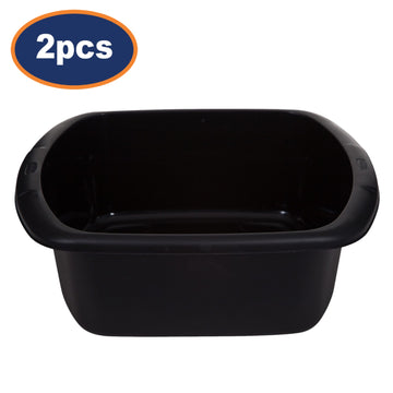 2Pcs 9L Plastic Rectangular Black Washing Up Bowl