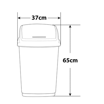 50L Swing Top Bin Waste Plastic Black