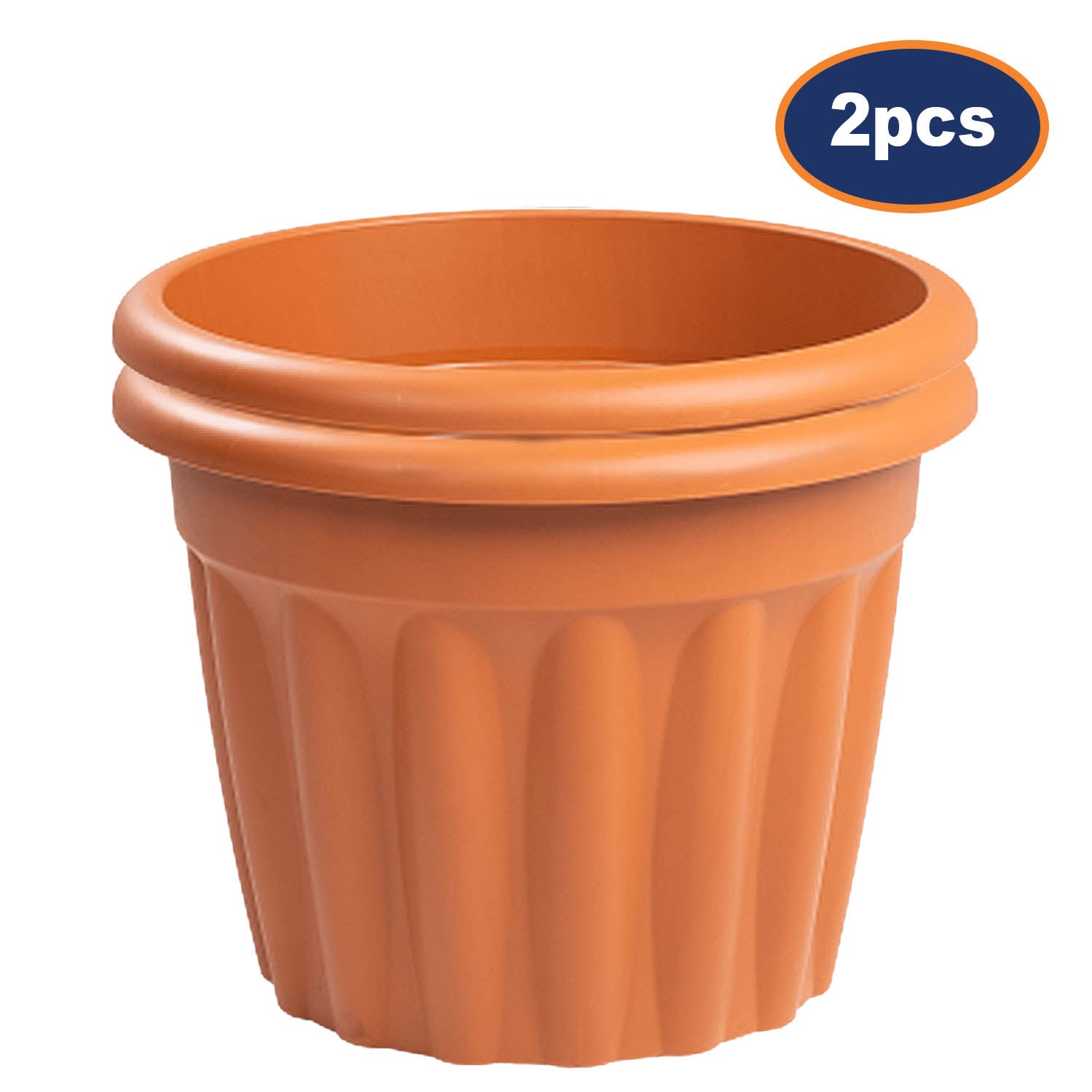 2pc Vista 40cm Round Planter Terracotta