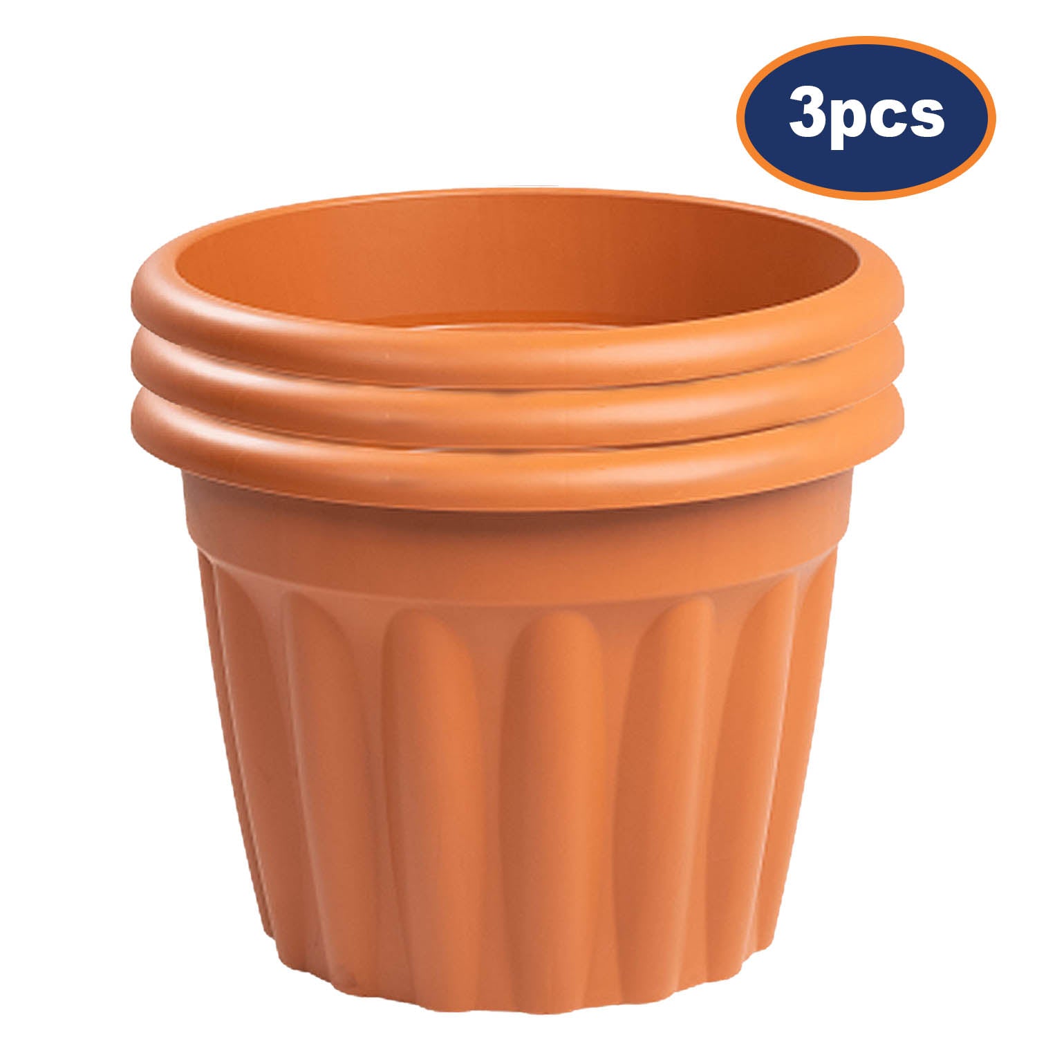 3pc Vista 40cm Round Planter Terracotta