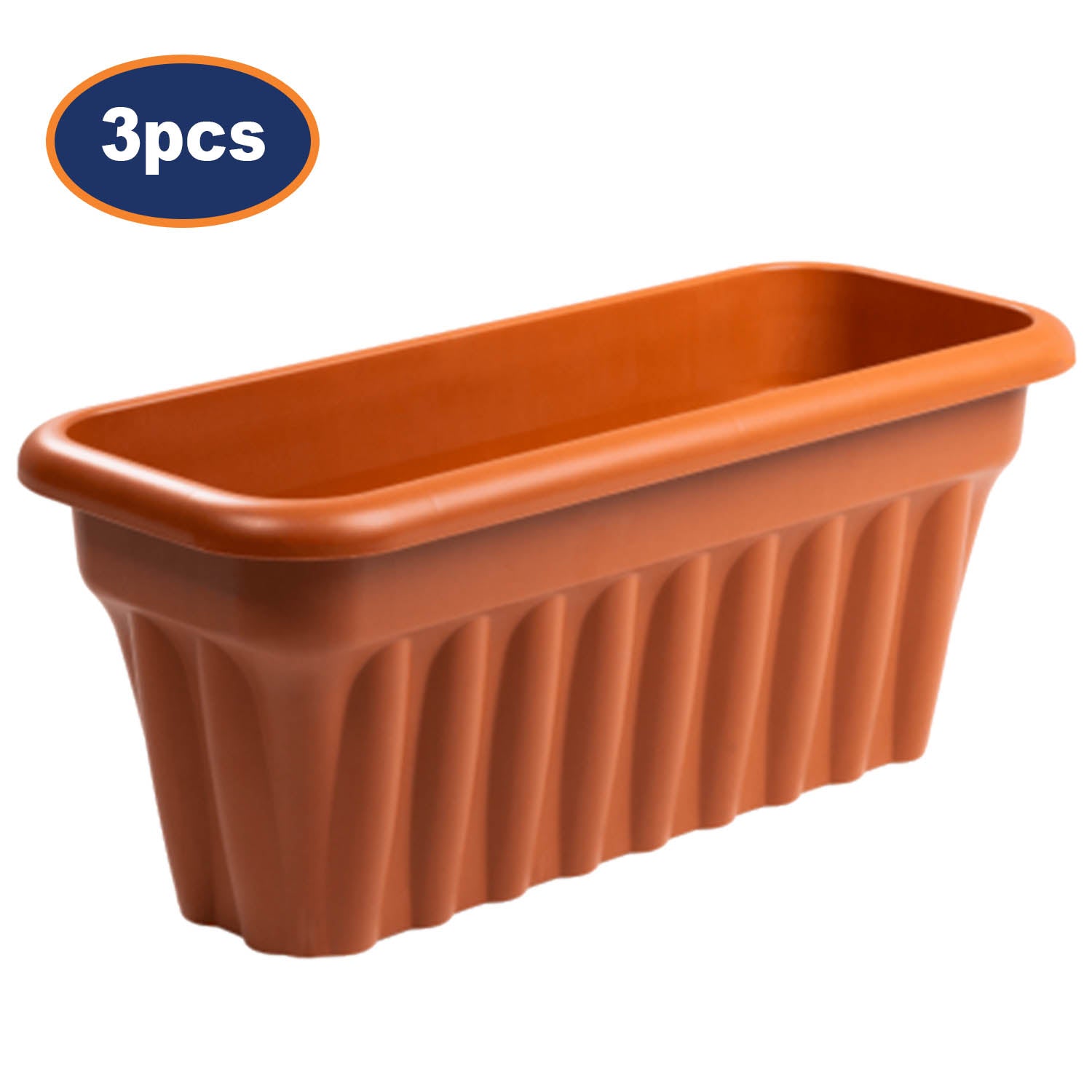 3Pcs 60cm Vista Terracotta Plastic Planter