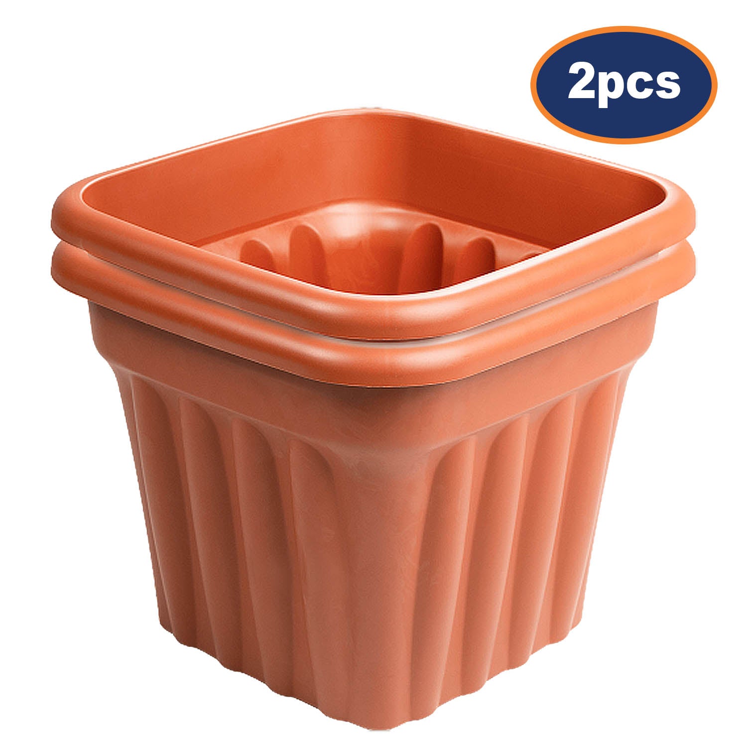 2pc Vista 49cm Square Planter Terracotta