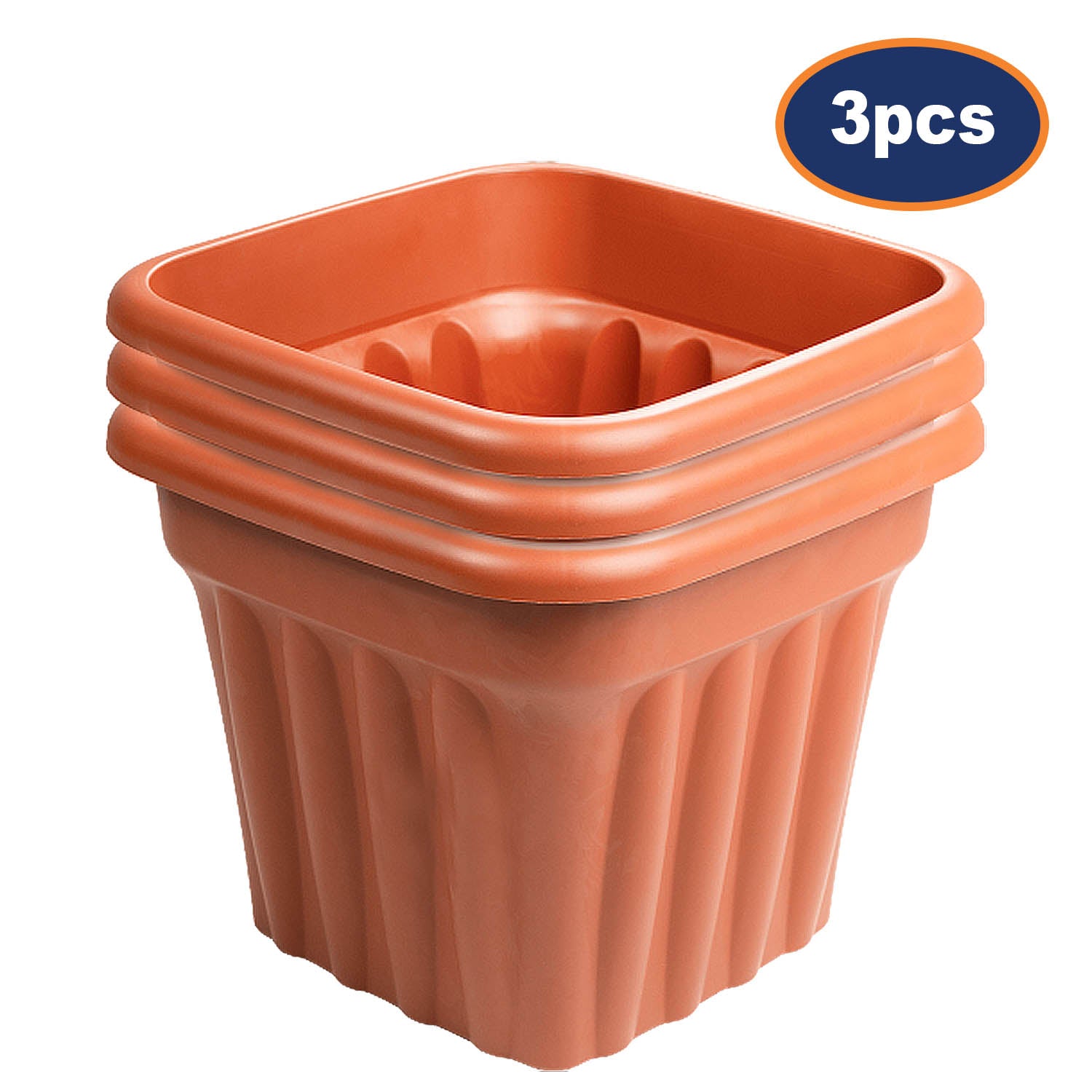 3pc Vista 49cm Square Planter Terracotta