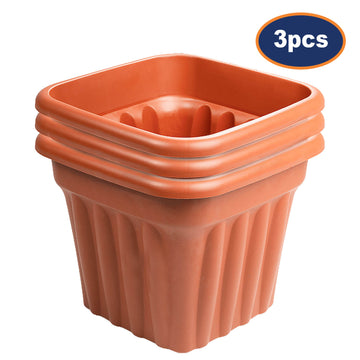 3pc Vista 49cm Square Planter Terracotta