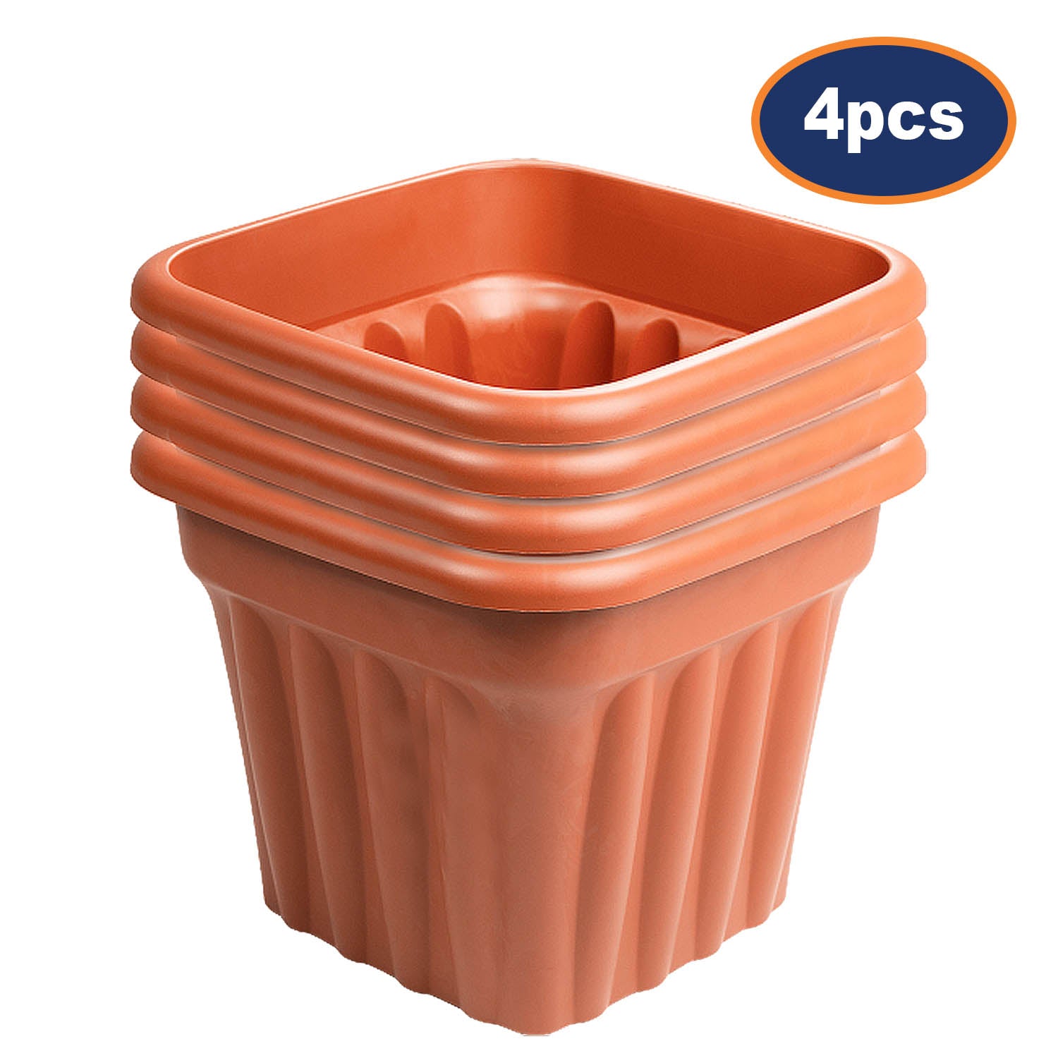 4pc Vista 49cm Square Planter Terracotta