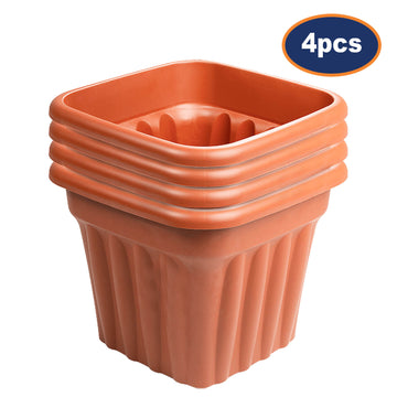 4pc Vista 49cm Square Planter Terracotta