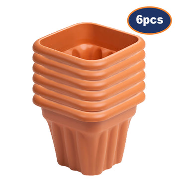 6pc Vista 25cm Brown Square Planter