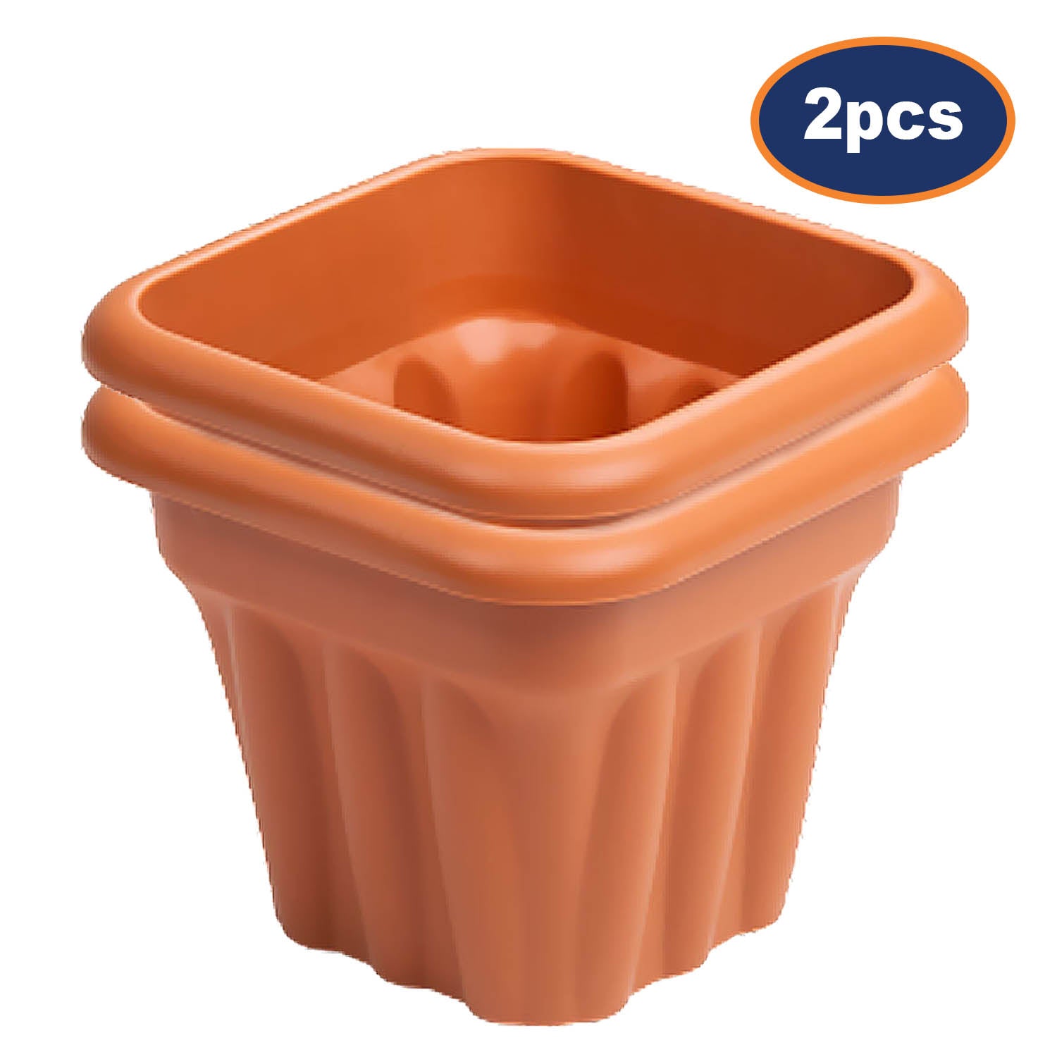 2pc Vista 25cm Brown Square Planter