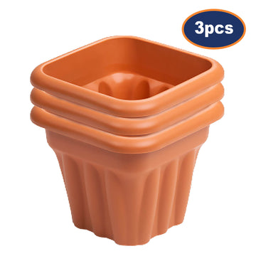 3pc Vista 25cm Brown Square Planter