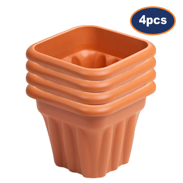 4pc Vista 25cm Brown Square Planter