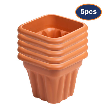 5pc Vista 25cm Brown Square Planter