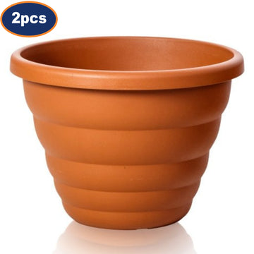 2Pcs 32cm 20L Terracotta Round Plastic Planters