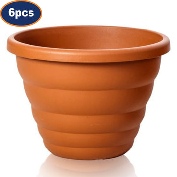 6Pcs 32cm 20L Terracotta Round Plastic Planters