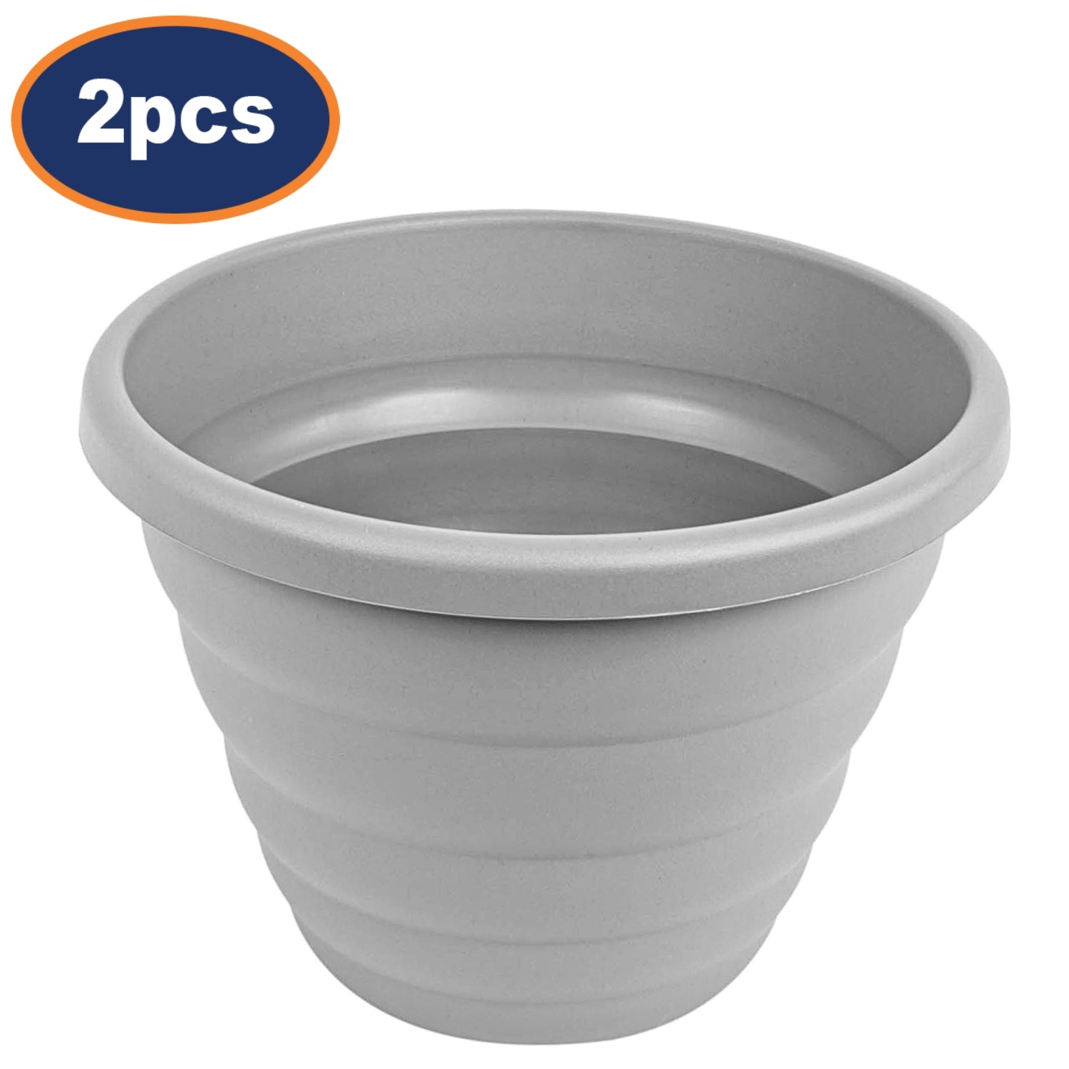 2pc 32cm Round Cement Grey Beehive Planter