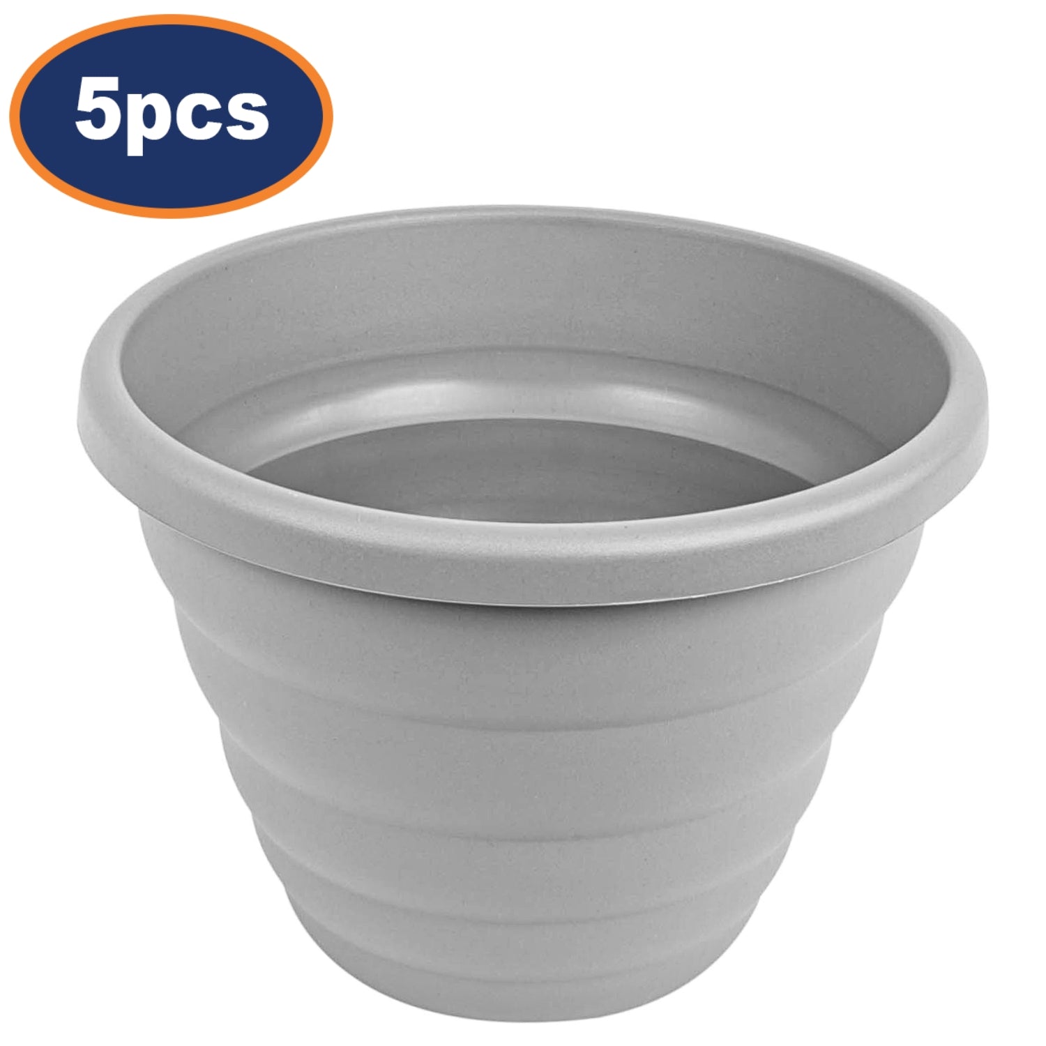 5pc 32cm Round Cement Grey Beehive Planter