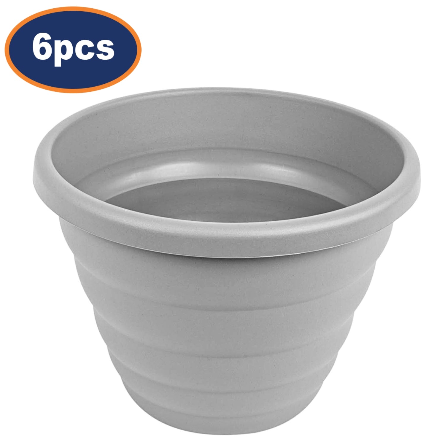 6pc 32cm Round Cement Grey Beehive Planter