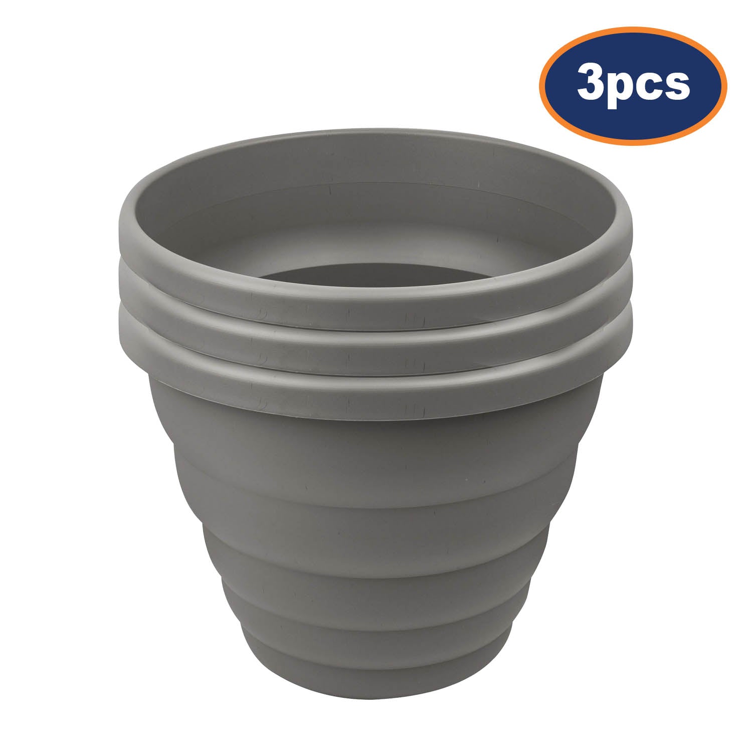 3pc 48cm Round Cement Grey Beehive Planter