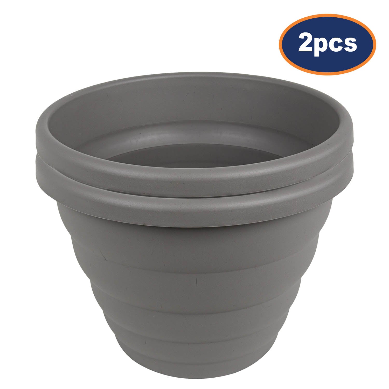 2pc 32cm Round Cement Grey Beehive Planter