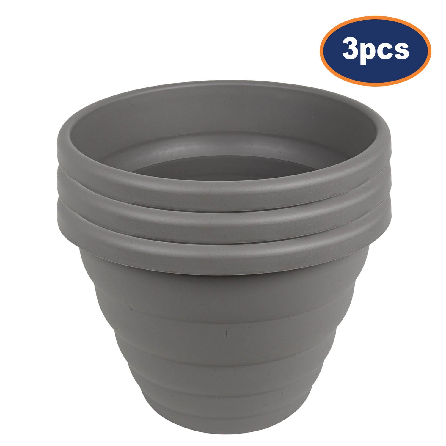 3pc 32cm Round Cement Grey Beehive Planter