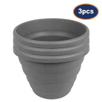 3pc 32cm Round Cement Grey Beehive Planter
