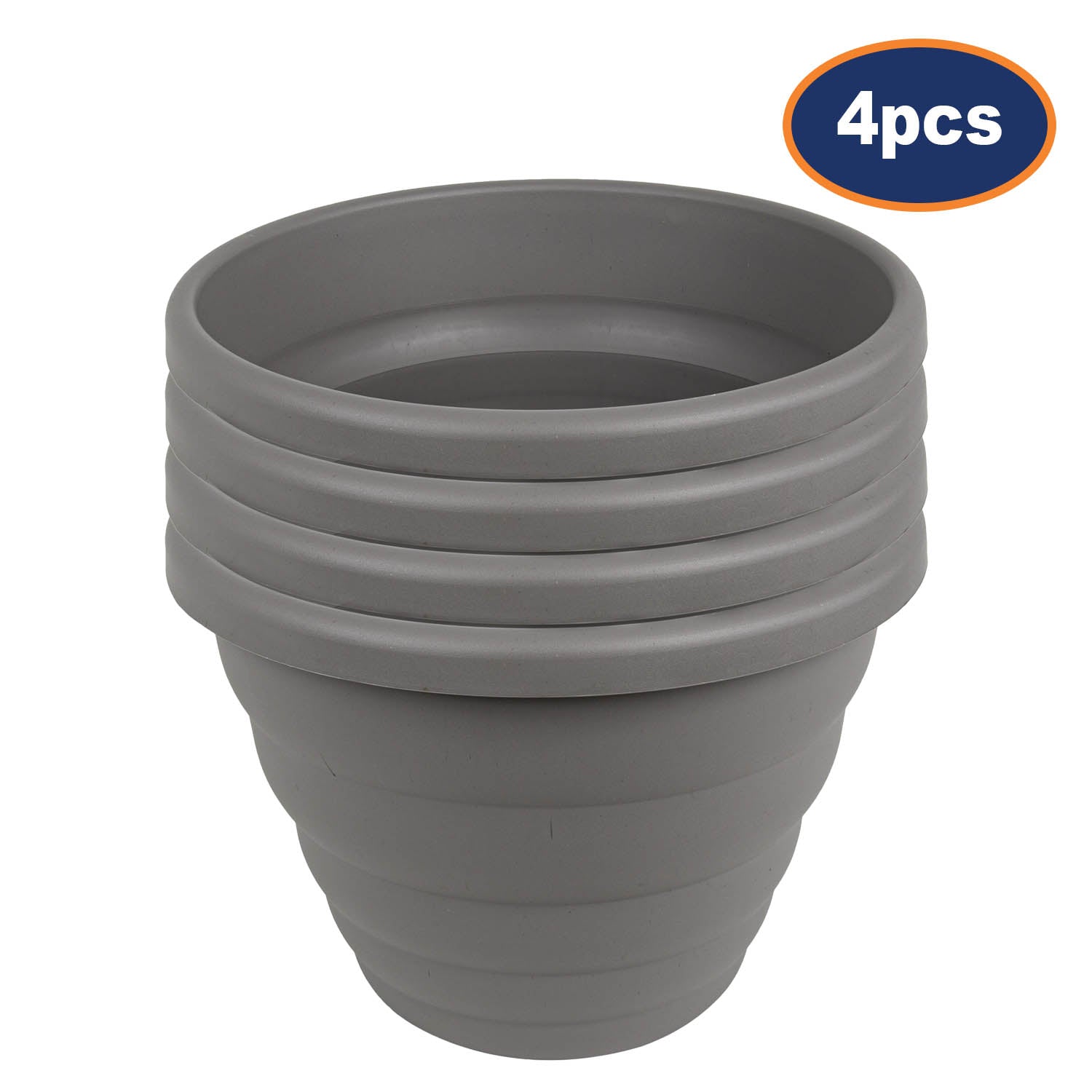 4pc 32cm Round Cement Grey Beehive Planter