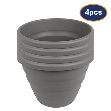 4pc 32cm Round Cement Grey Beehive Planter
