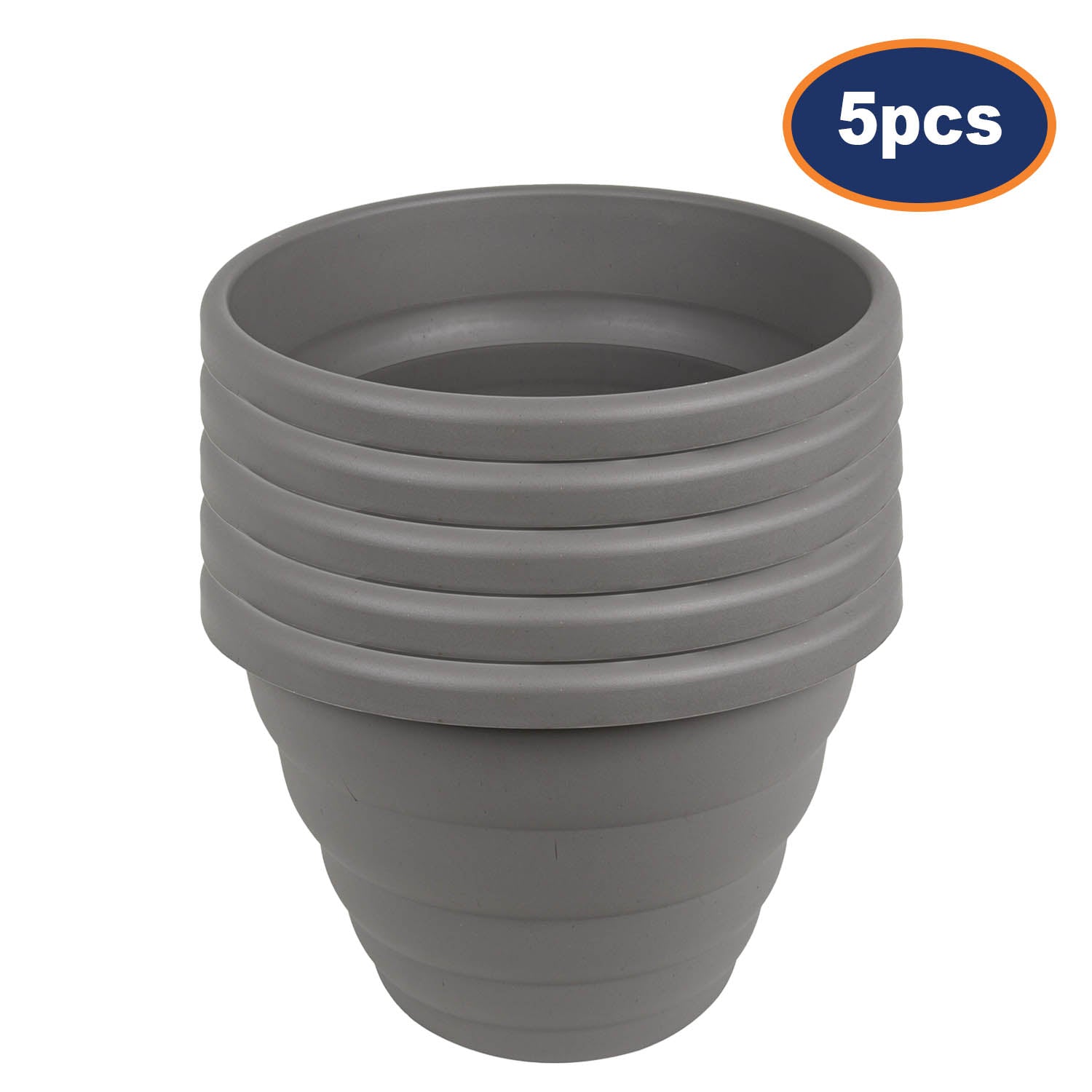 5pc 32cm Round Cement Grey Beehive Planter