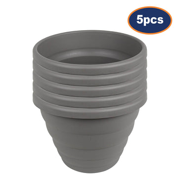 5pc 32cm Round Cement Grey Beehive Planter