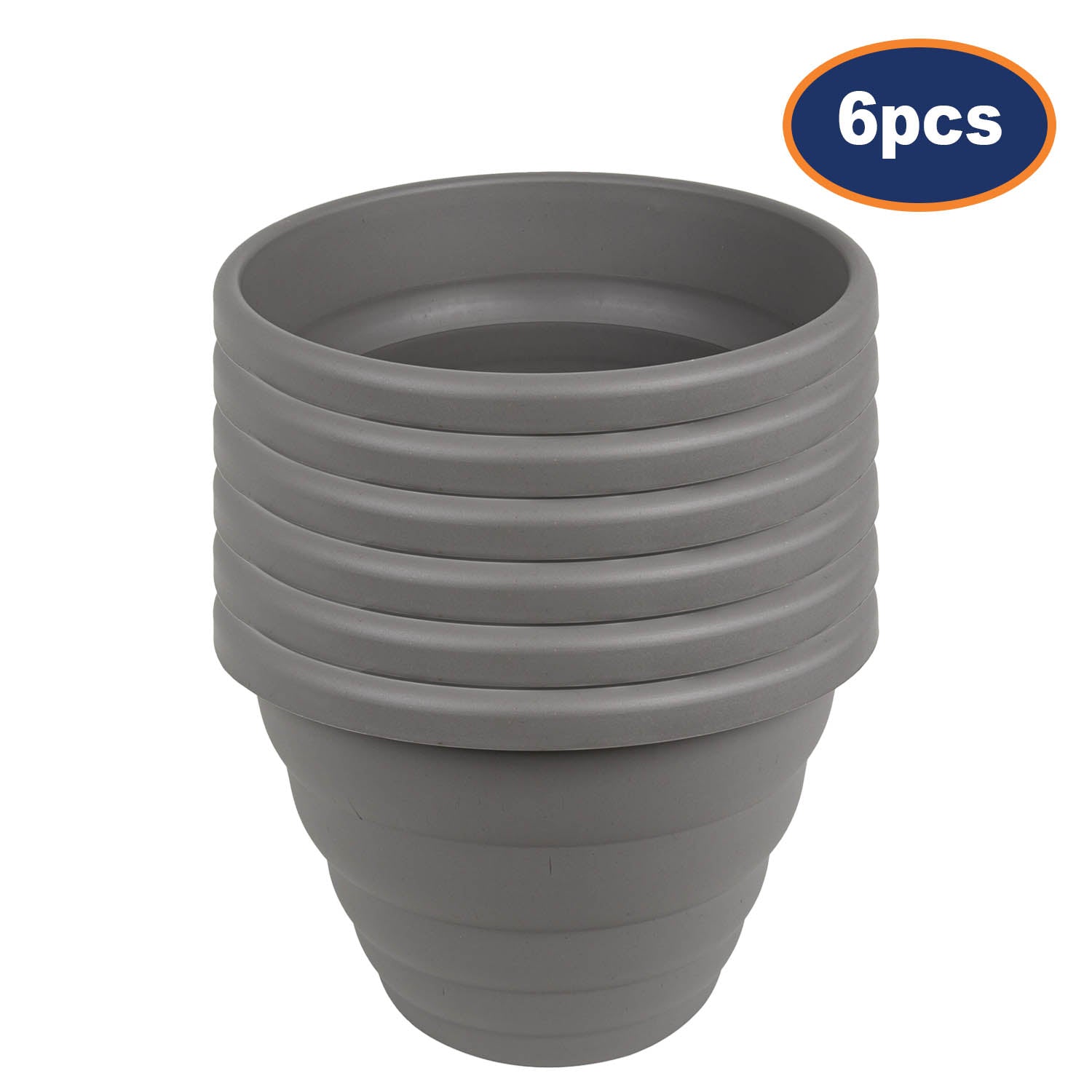 6pc 32cm Round Cement Grey Beehive Planter