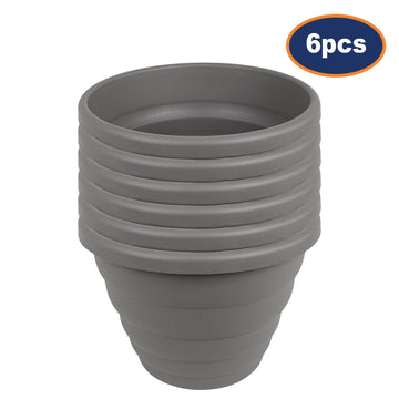 6pc 32cm Round Cement Grey Beehive Planter