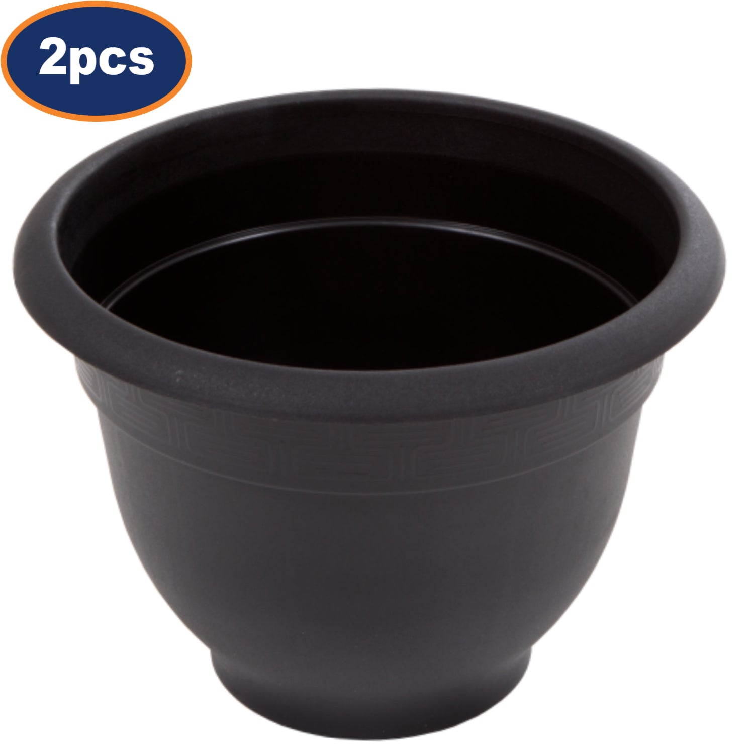 2Pcs 44cm Black Round Bell Plastic Planter