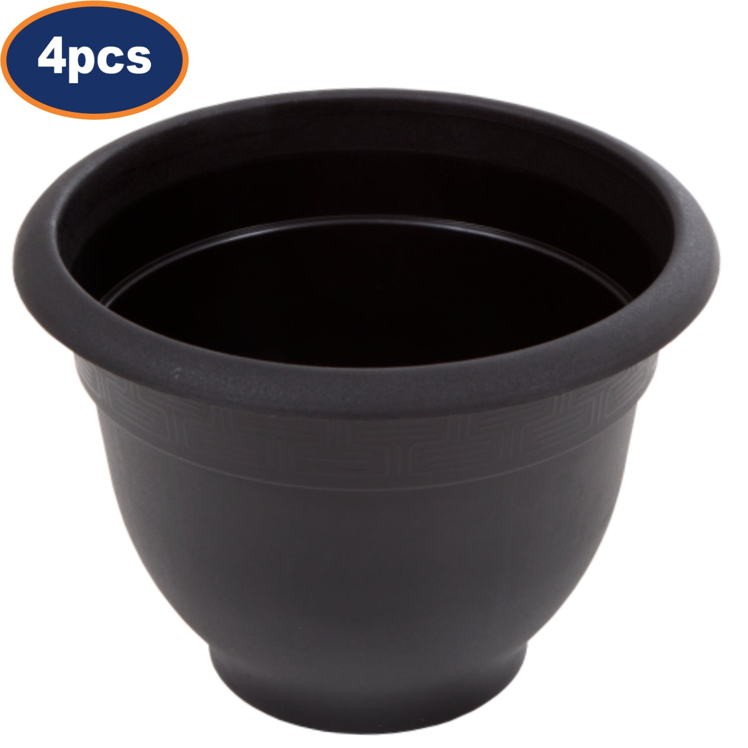 4Pcs 44cm Black Round Bell Plastic Planter
