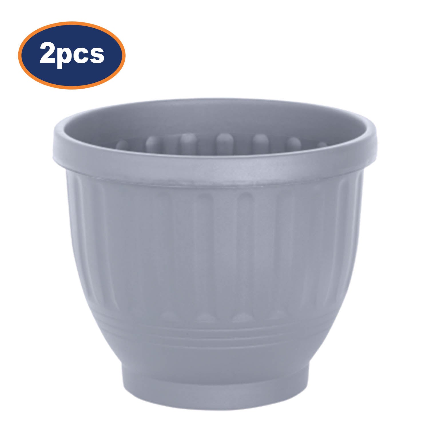 2Pcs 30cm Grey Plastic Etruscan Round Planter