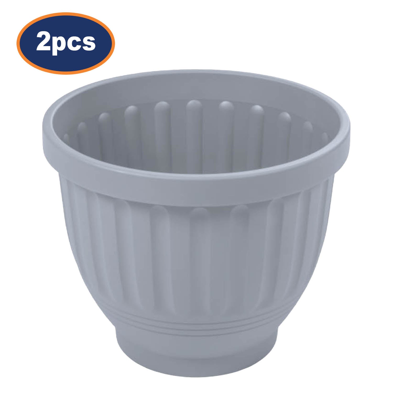 2Pcs 47cm Grey Plastic Etruscan Round Planter