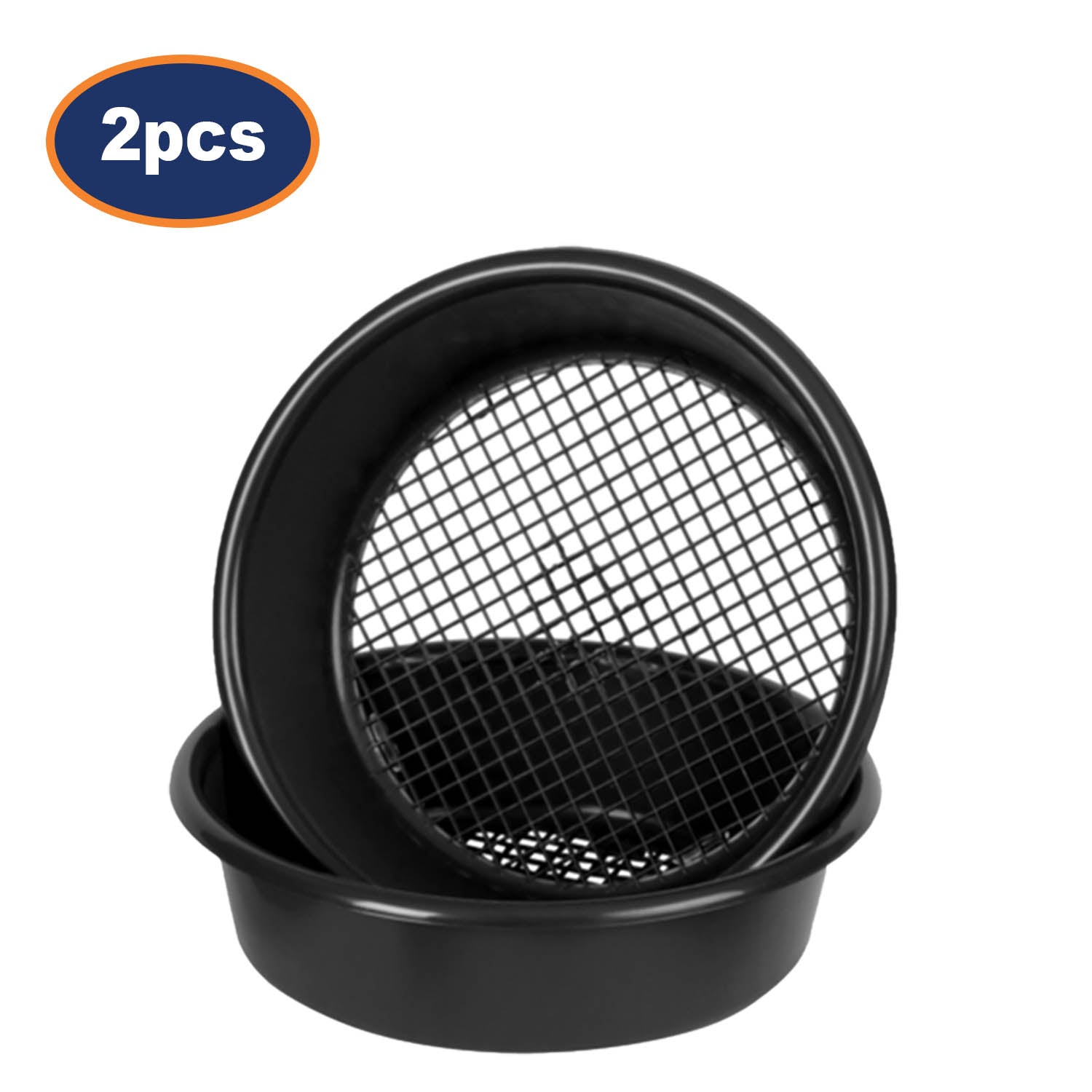 2Pcs 35cm Black Round Plastic Garden Sieves