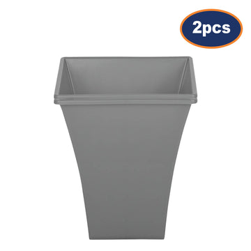 2Pc 23cm Grey Plastic Square Planter