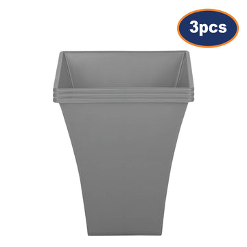 3Pc 23cm Grey Plastic Square Planter