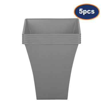 5Pc 23cm Grey Plastic Square Planter
