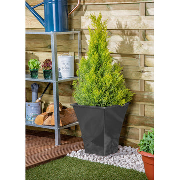 2Pc 23cm Grey Plastic Square Planter