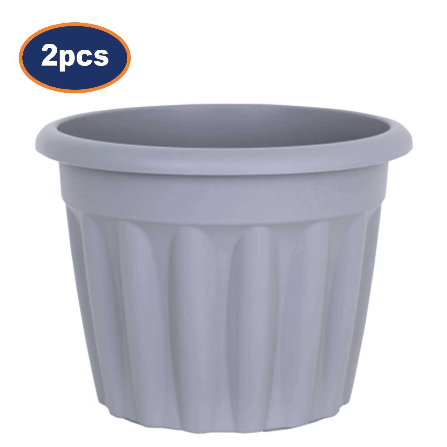 2Pcs 40cm Round Grey Plastic Vista Planters