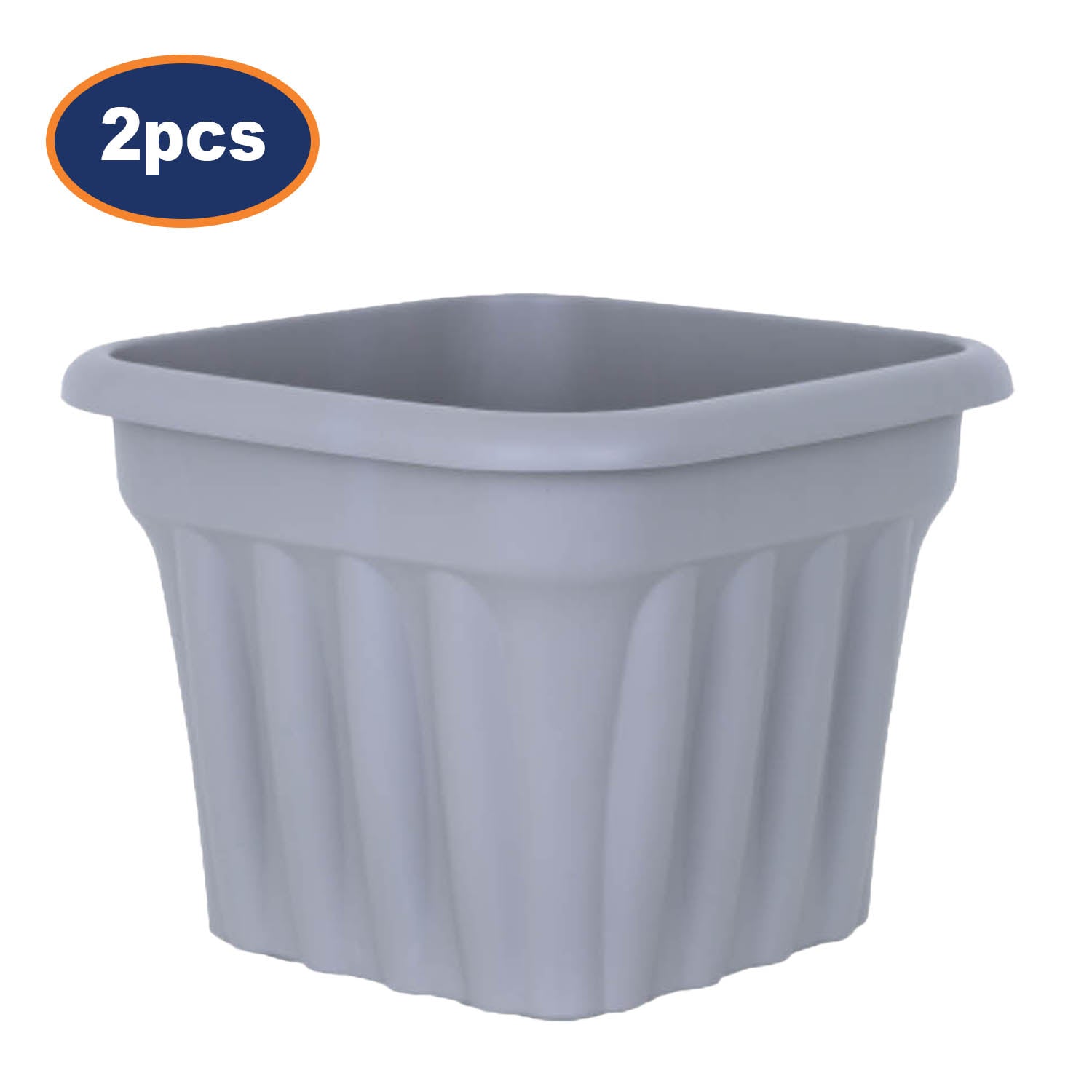 2Pcs 49cm Square Grey Plastic Vista Planters