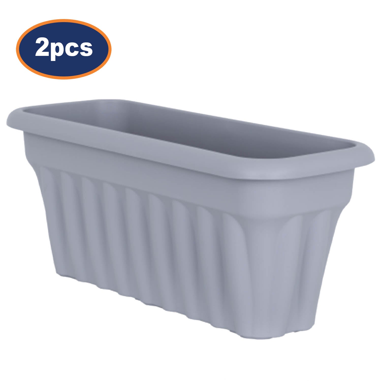 2Pcs 60cm Grey Trough Plastic Planter