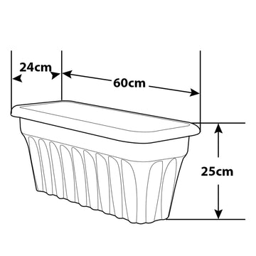 3Pcs 60cm Grey Trough Plastic Planter