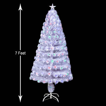 White Haze Multicolored LED Branch Tips Christmas Tree, 7Ft