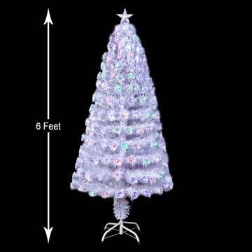 White Haze Multicolored LED Branch Tips Christmas Tree, 6Ft