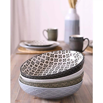 4Pcs HESTIA Retreat 22cm Ceramic Pasta Bowl Set