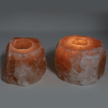 Set Of 2 Assorted Himalayan Rock Salt Tealight Candle Holders