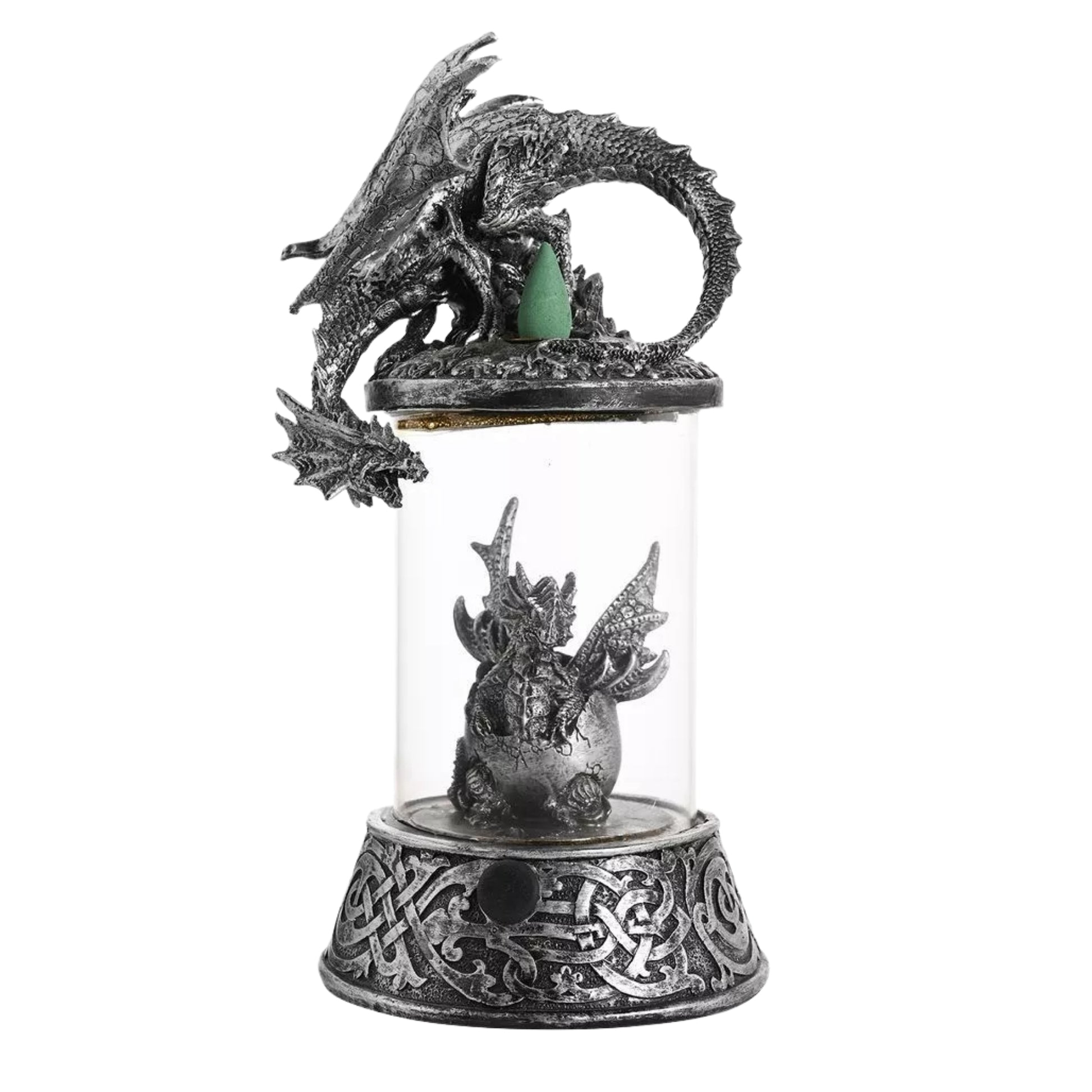 Silver Gothic Mystic Legends Dragon Incense Burner With LED Light