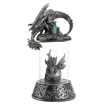 Silver Gothic Mystic Legends Dragon Incense Burner With LED Light
